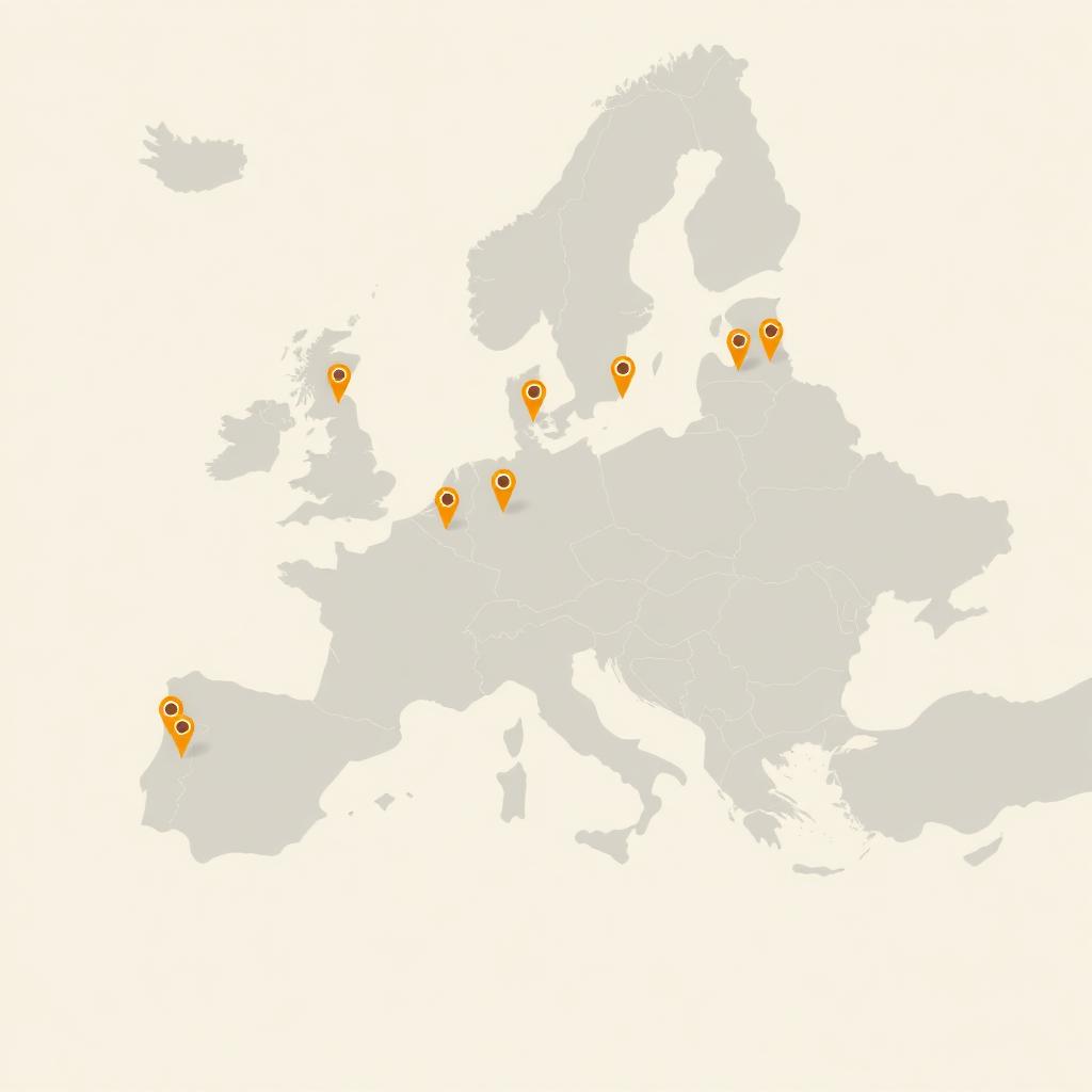Map of European countries where xpath.global provides Employer of Record services