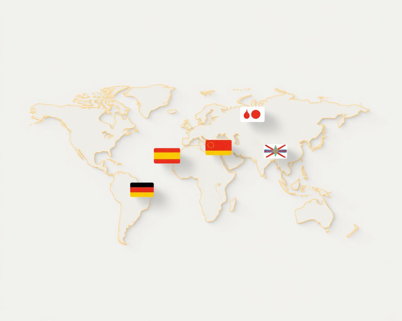 Illustrated world map with country flags representing global employment comparison