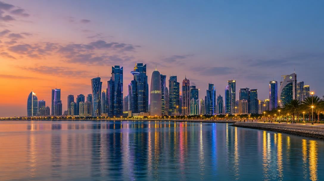 The Doha skyline across the bay